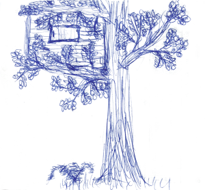 Ein gezeichnetes Baumhaus